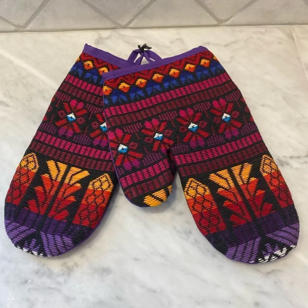 Mexican Embroidered Kitchen Potholders New